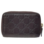 Gucci Guccissima Coin Purse Card Case Zip Around GG Logo Leather Dark Brown — view 2