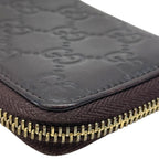 Gucci Guccissima Coin Purse Card Case Zip Around GG Logo Leather Dark Brown — view 4