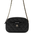 Chanel Chain Shoulder Bag Quilted CC Logo Caviar Leather Black