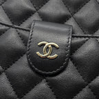 Chanel Chain Shoulder Bag Quilted CC Logo Caviar Leather Black — view 9