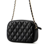 Chanel Chain Shoulder Bag Quilted CC Logo Caviar Leather Black — view 2