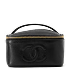 Chanel Handbag Vanity Bag CC Logo Caviar Leather Horizontal