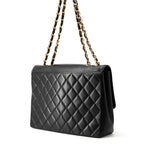 Chanel Chain Shoulder Bag Quilted CC Logo Jumbo CC Double Caviar Leather Black — view 2