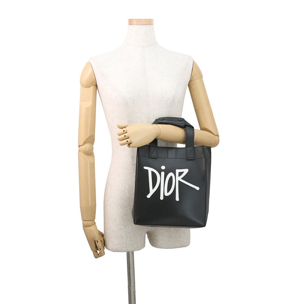 Dior Handbag and Shawn D-dior Mini Tote Leather Black Stussy Collaboration — view 4