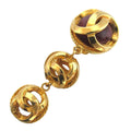Chanel Vintage CC Logo Gripoix 3 Drop Clip Earrings Single Gold