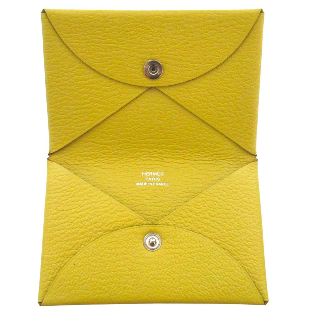 Hermes Chevre Calvi Card Case Johnunapur Yellow — view 5