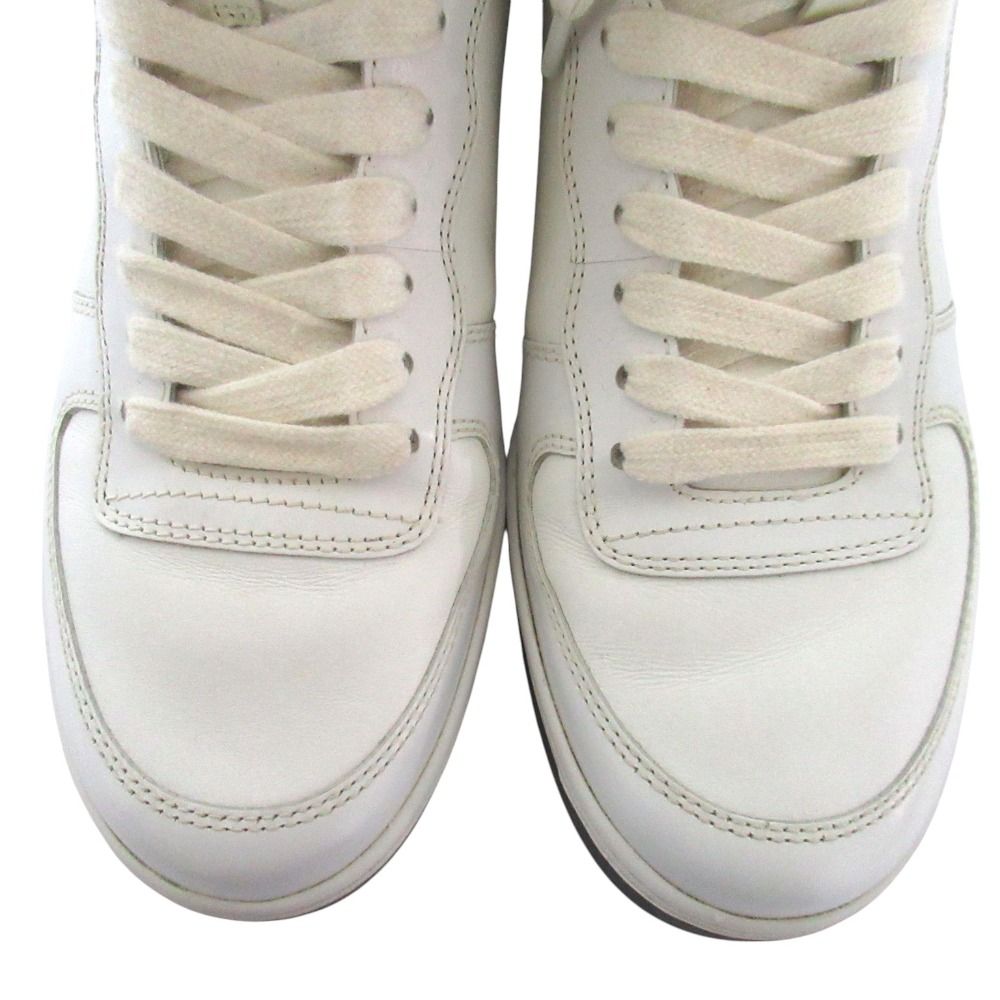 Prada Triangle Logo Leather High Cut Sneakers Shoes 179 8.5 White — view 5