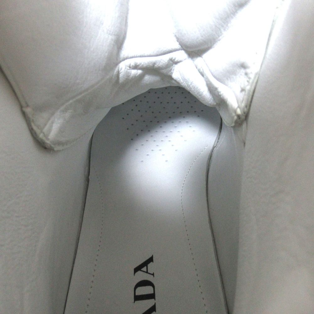 Prada Triangle Logo Leather High Cut Sneakers Shoes 179 8.5 White — view 8