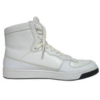 Prada Triangle Logo Leather High Cut Sneakers Shoes 179 8.5 White — view 3
