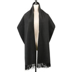 Hermes Fringe Cashmere Shawl Scarf Black — view 6