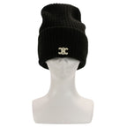Celine Seamless Cashmere Triomphe Knit Cap Hat TU 53 cm Black — view 6