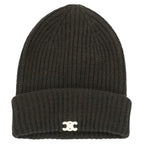 Celine Seamless Cashmere Triomphe Knit Cap Hat TU 53 cm Black — view 2