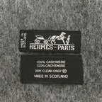 Hermes Cashmere Fringe Large Shawl Scarf Gray — view 8