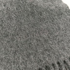 Hermes Cashmere Fringe Large Shawl Scarf Gray — view 7