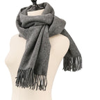 Hermes Cashmere Fringe Large Shawl Scarf Gray — view 6