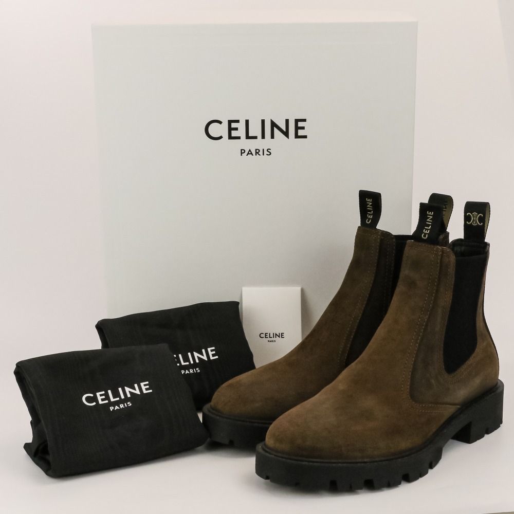 Celine Fall Margaret Suede Chelsea Boots 38 Dark Brown — view 2