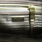Prada Logo Jacquard Canvas Shoulder Bag Beige — view 9