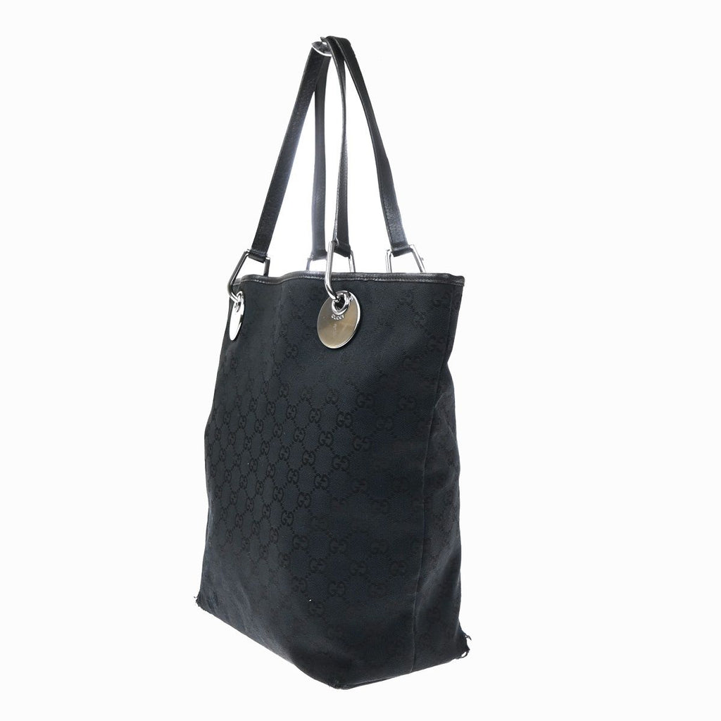 Gucci Shoulder Bag Tote Black Canvas Leather — view 2