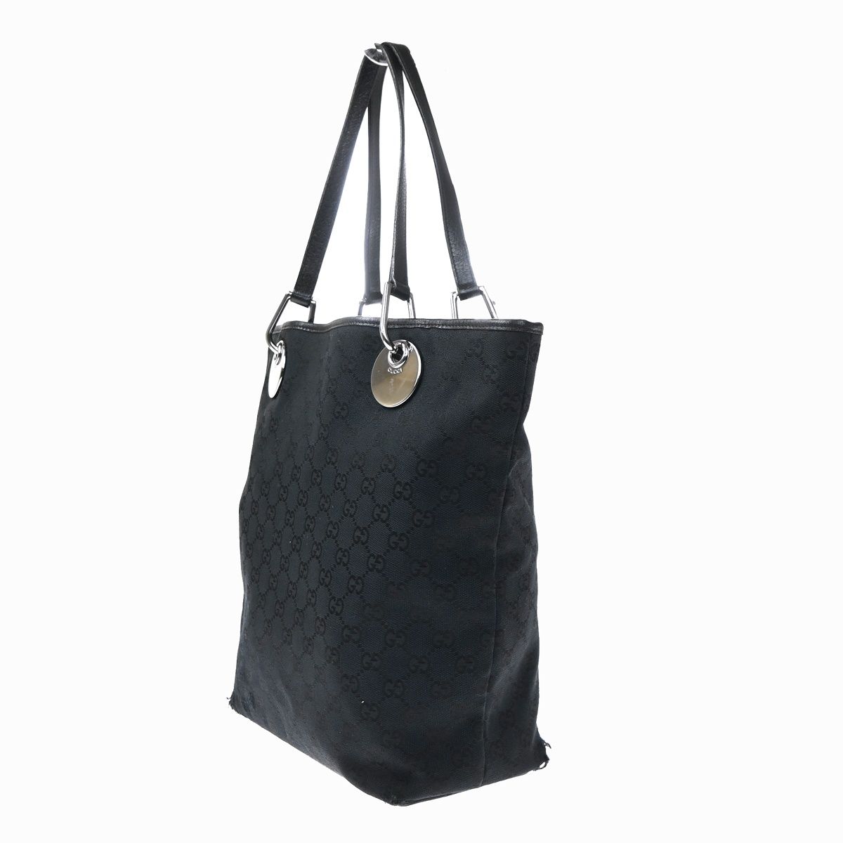 Gucci Shoulder Bag Tote Black Canvas Leather — view 2