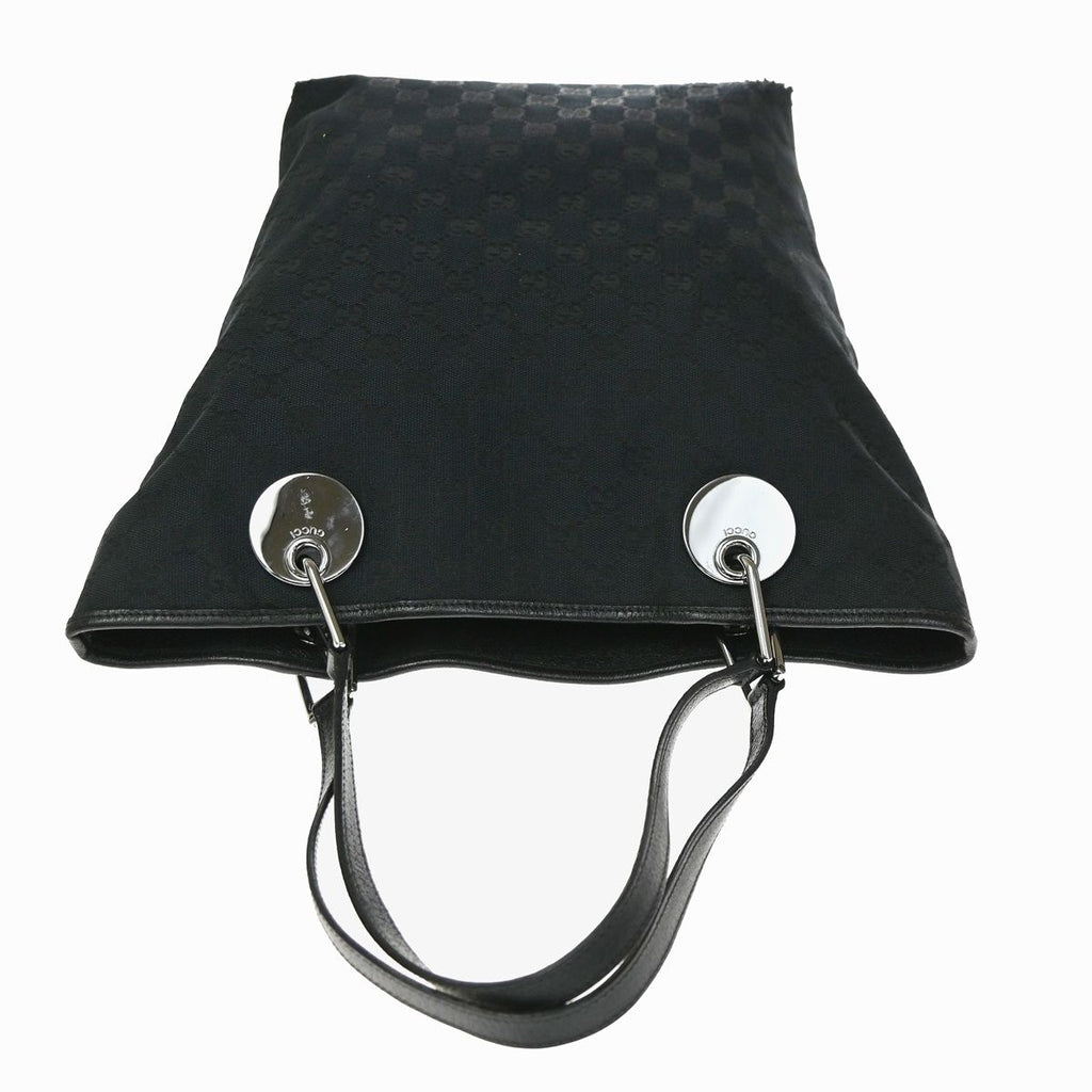Gucci Shoulder Bag Tote Black Canvas Leather — view 5