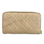 Prada Wallet Leather Quilted Zip Around Logo Gold Beige — view 2