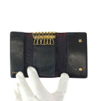 Chanel Vintage CC Logo 6 Rows Black Gold Caviar Leather Key Case Key Holder — view 8