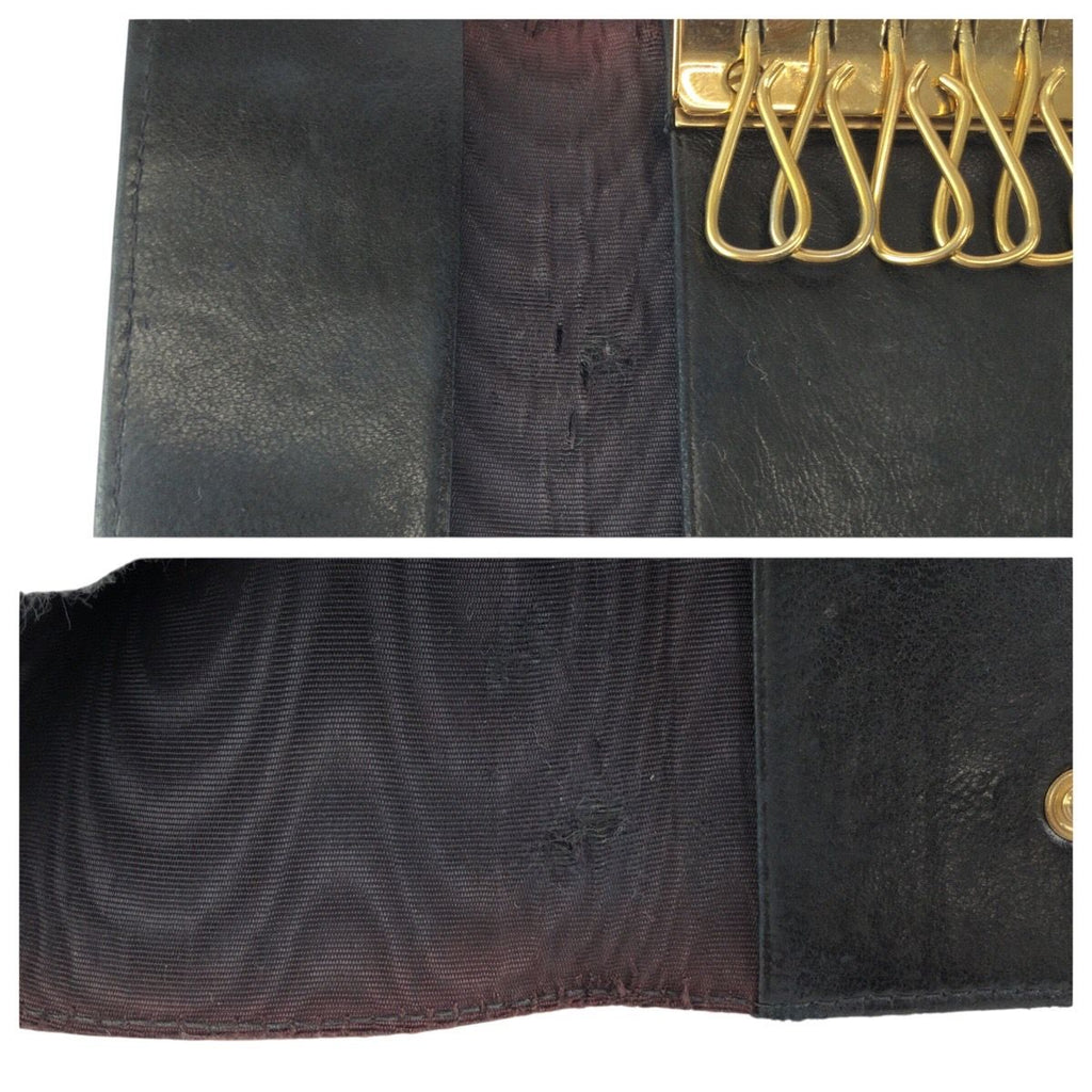 Chanel Vintage CC Logo 6 Rows Black Gold Caviar Leather Key Case Key Holder — view 7