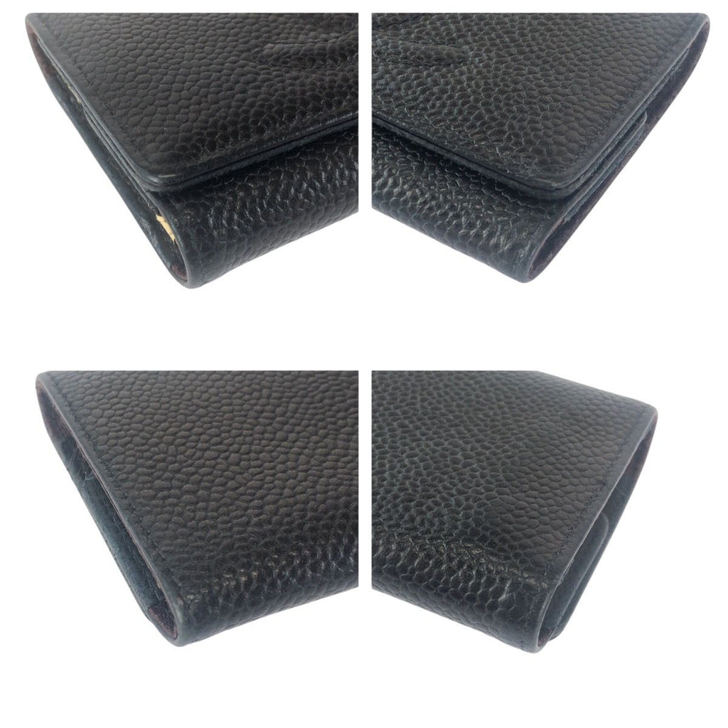 Chanel Vintage CC Logo 6 Rows Black Gold Caviar Leather Key Case Key Holder — view 3