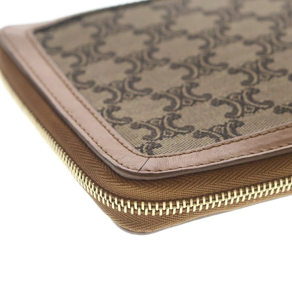 Celine Triomphe Canvas Zip Around Organizer Wallet Brown Gray — view 4