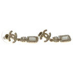 Chanel CC Logo Rhinestone Bottle Motif Earrings Gold — view 4