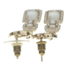 Chanel CC Logo Rhinestone Bottle Motif Earrings Gold — view 2