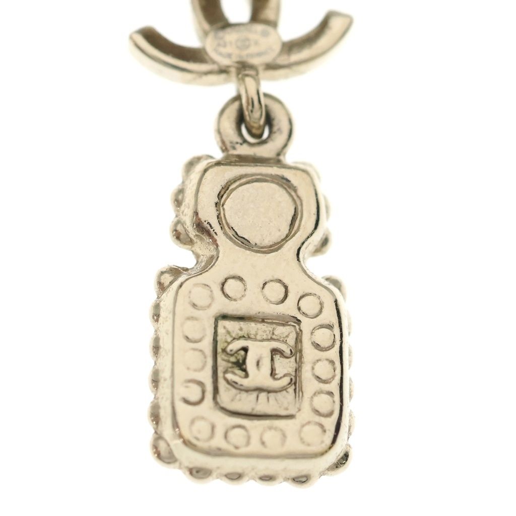 Chanel CC Logo Rhinestone Bottle Motif Earrings Gold — view 5
