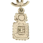 Chanel CC Logo Rhinestone Bottle Motif Earrings Gold — view 5