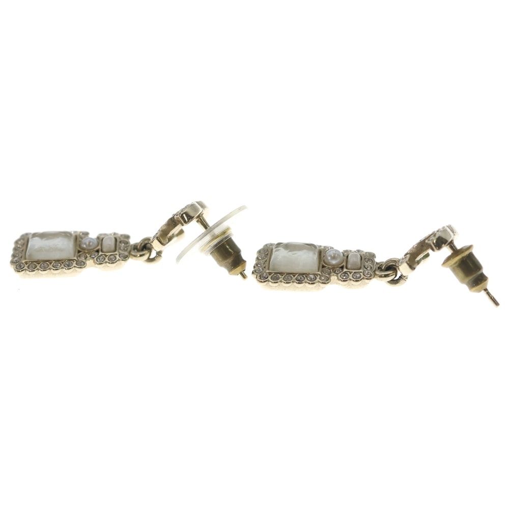Chanel CC Logo Rhinestone Bottle Motif Earrings Gold — view 3