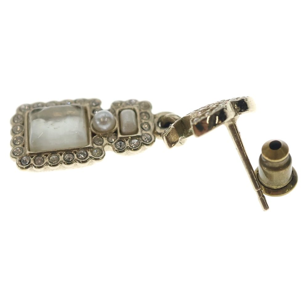 Chanel CC Logo Rhinestone Bottle Motif Earrings Gold — view 6