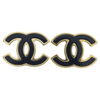 Chanel Earrings CC Logo Gold Black