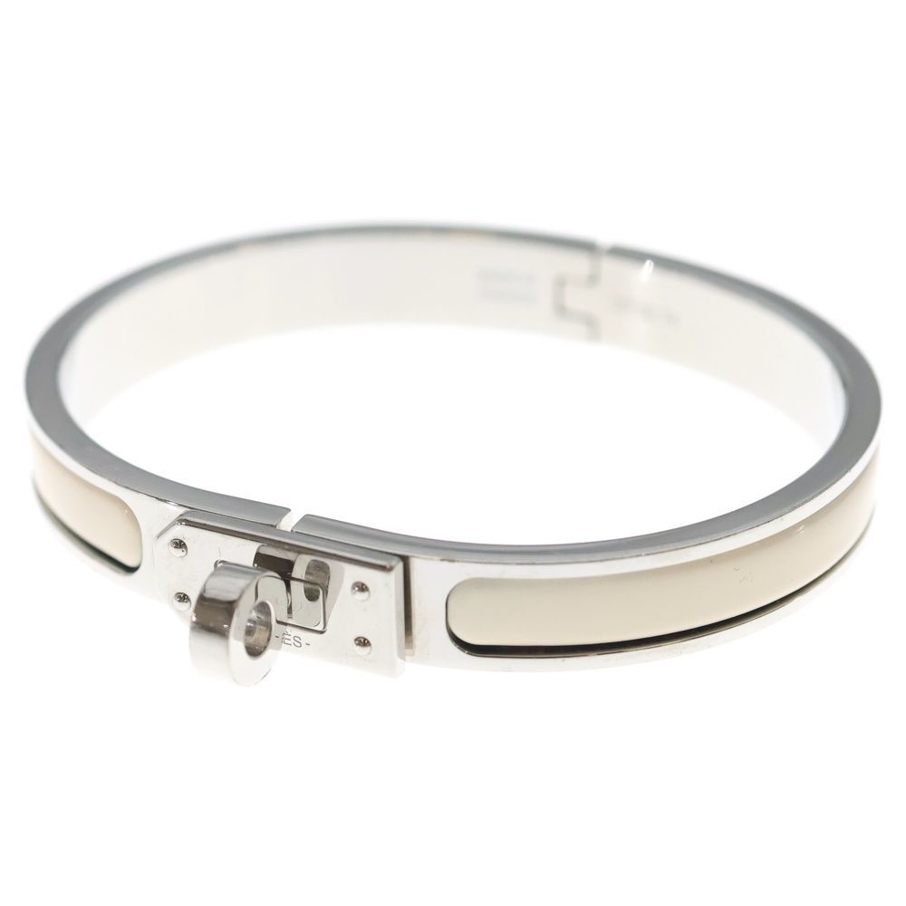 Hermes Mini Click Kelly White Silver Bracelet Bangle