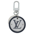 Louis Vuitton LV Circle Key Holder Bag Charm Key Ring Black Silver