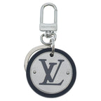 Louis Vuitton LV Circle Key Holder Bag Charm Key Ring Black Silver
