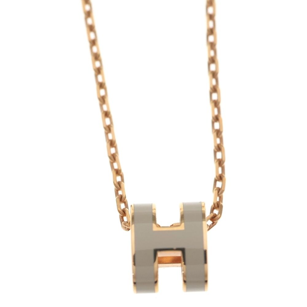 Hermes Pop Necklace Pendant Chain Pink Gold Beige — view 3