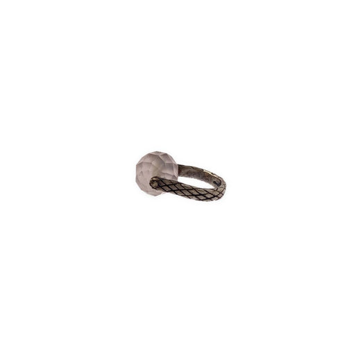 Bottega Veneta Intrecciato Ball Ring Silver Light Pink — view 2