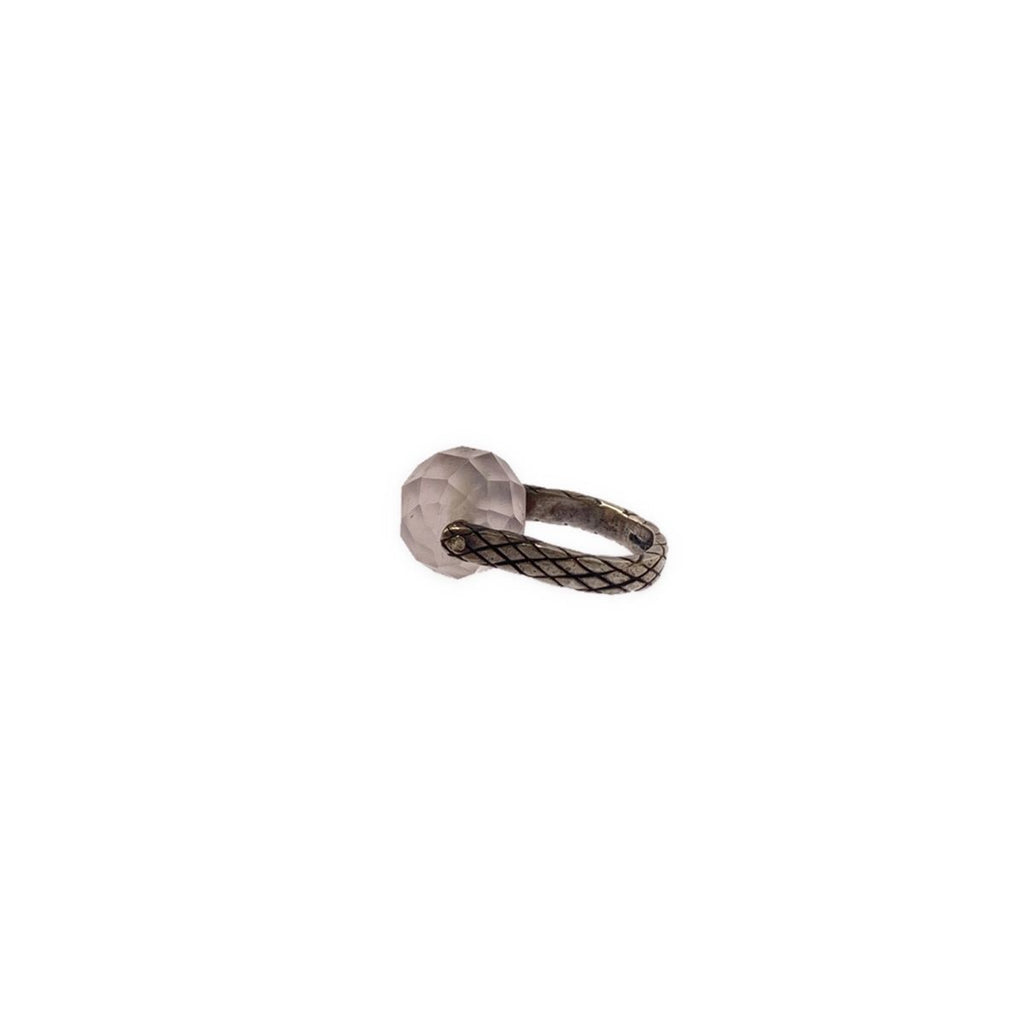 Bottega Veneta Intrecciato Ball Ring Silver Light Pink