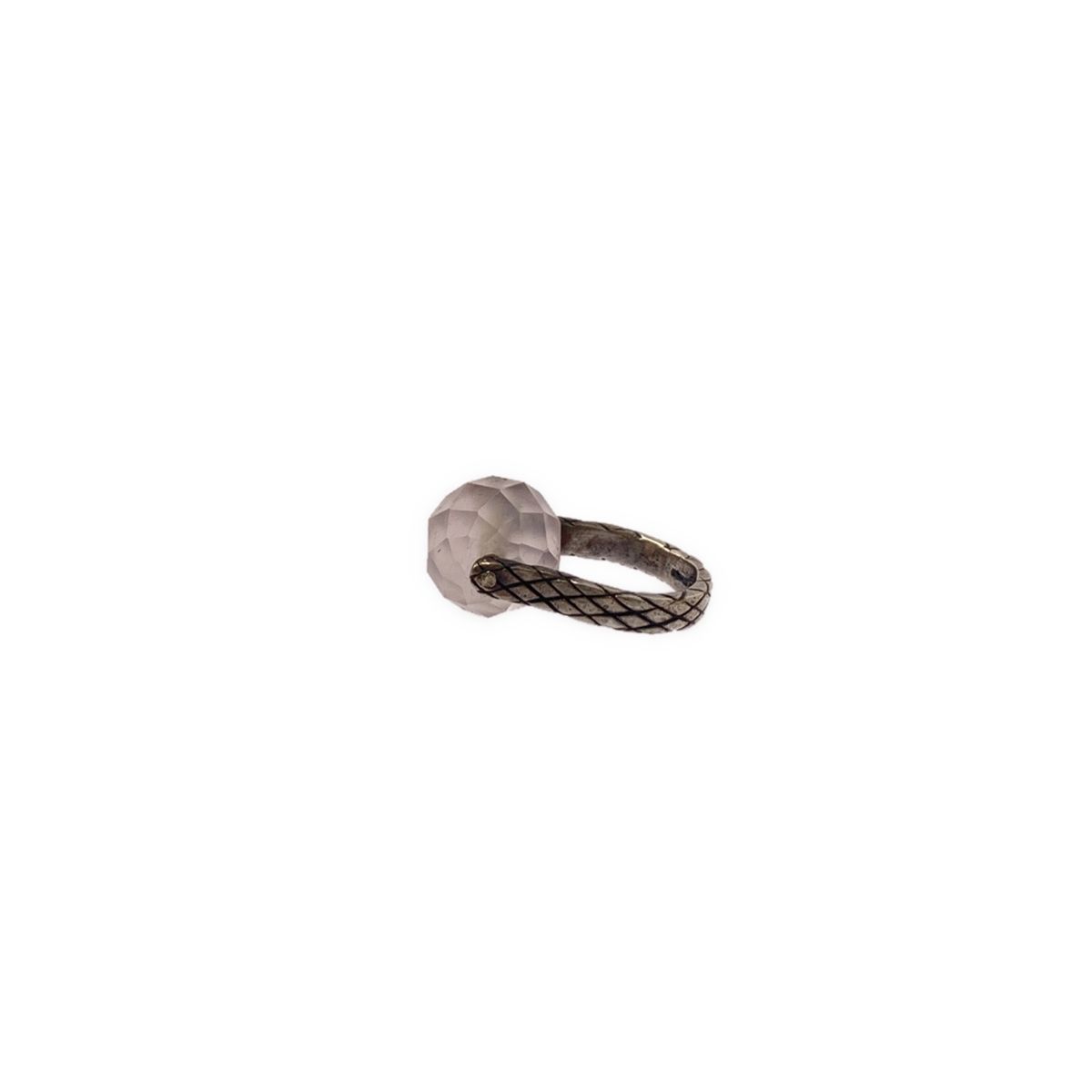 Bottega Veneta Intrecciato Ball Ring Silver Light Pink