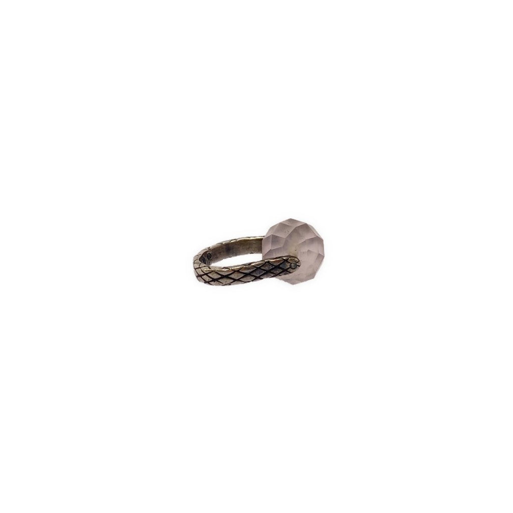 Bottega Veneta Intrecciato Ball Ring Silver Light Pink