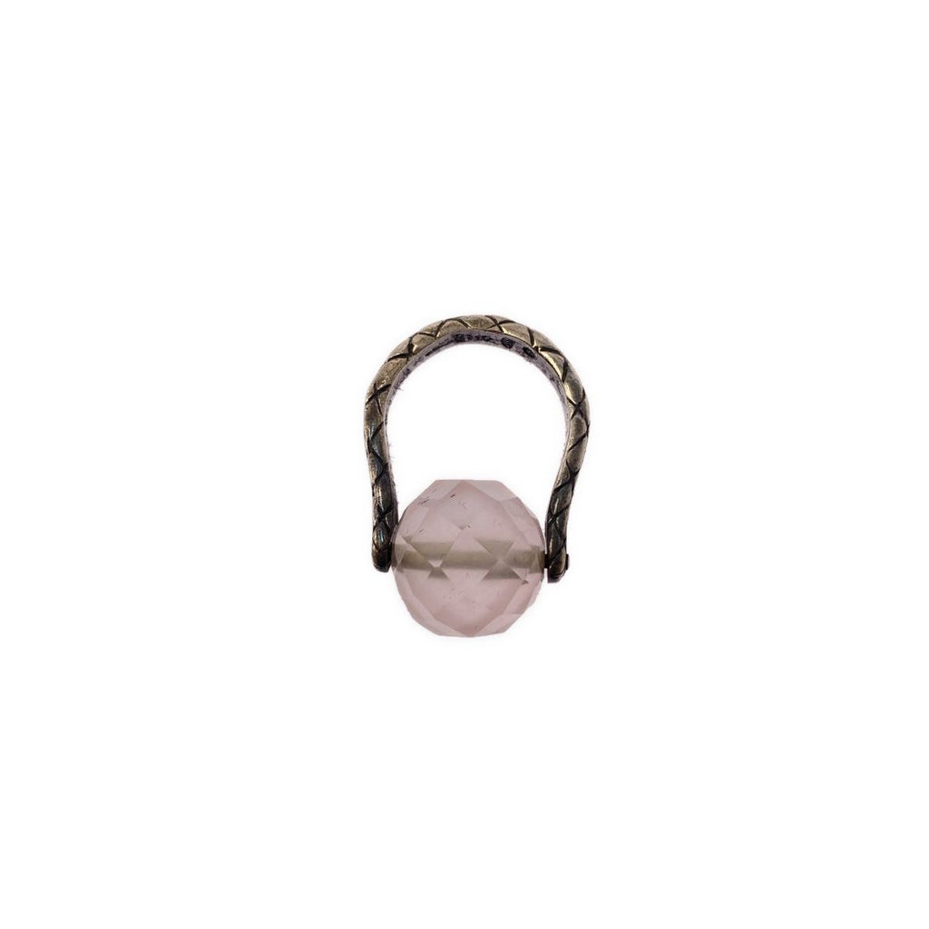 Bottega Veneta Intrecciato Ball Ring Silver Light Pink