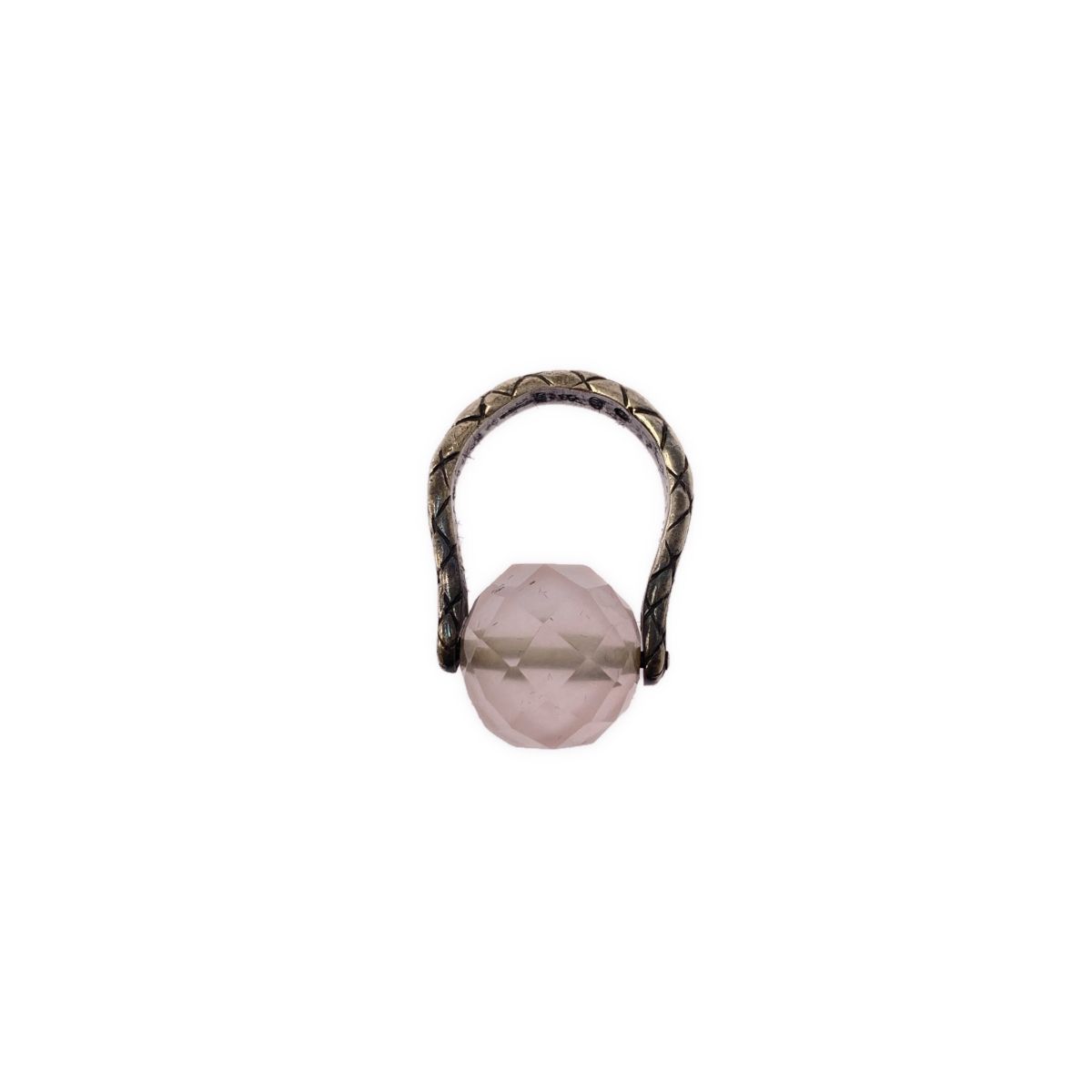 Bottega Veneta Intrecciato Ball Ring Silver Light Pink