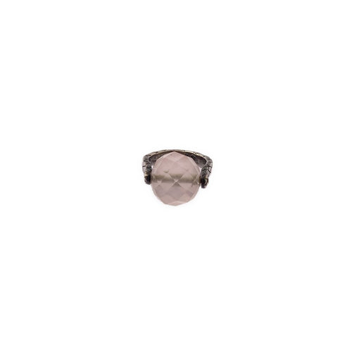 Bottega Veneta Intrecciato Ball Ring Silver Light Pink