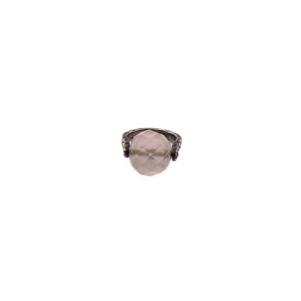 Bottega Veneta Intrecciato Ball Ring Silver Light Pink