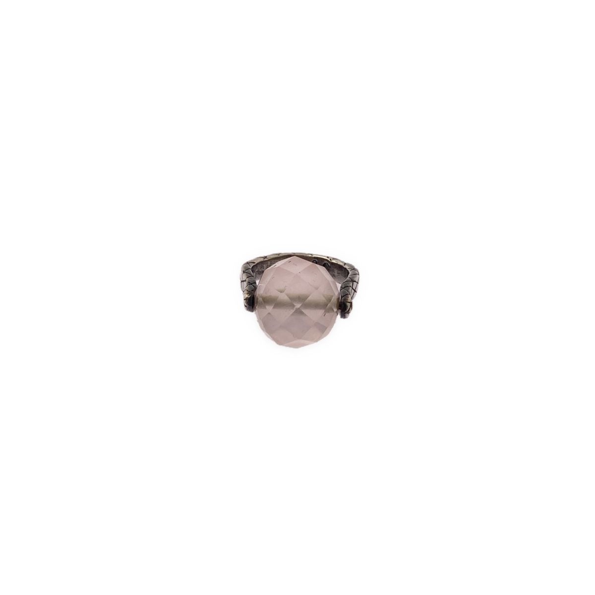Bottega Veneta Intrecciato Ball Ring Silver Light Pink