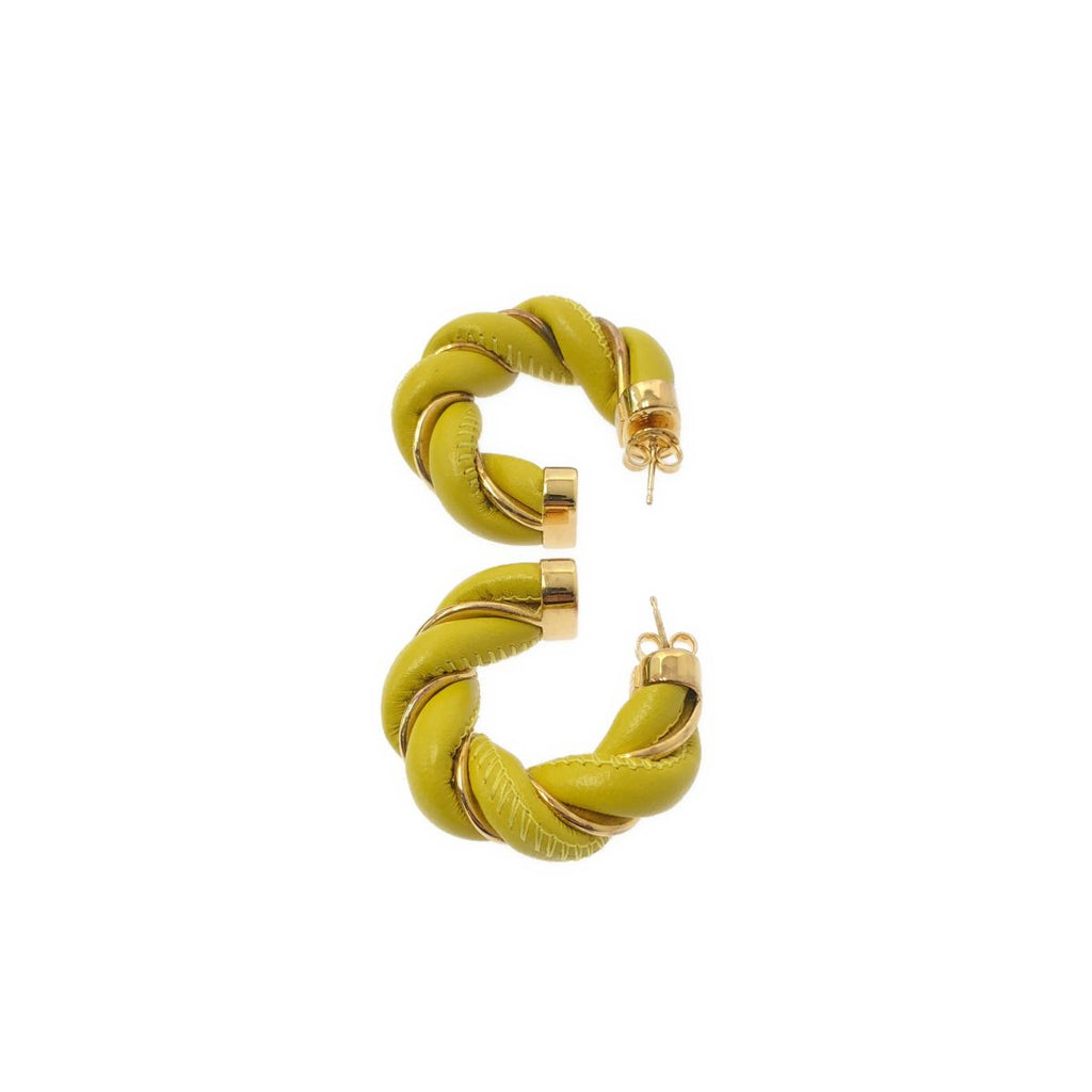 Bottega Veneta Twisted Hoop Earrings Yellow — view 3